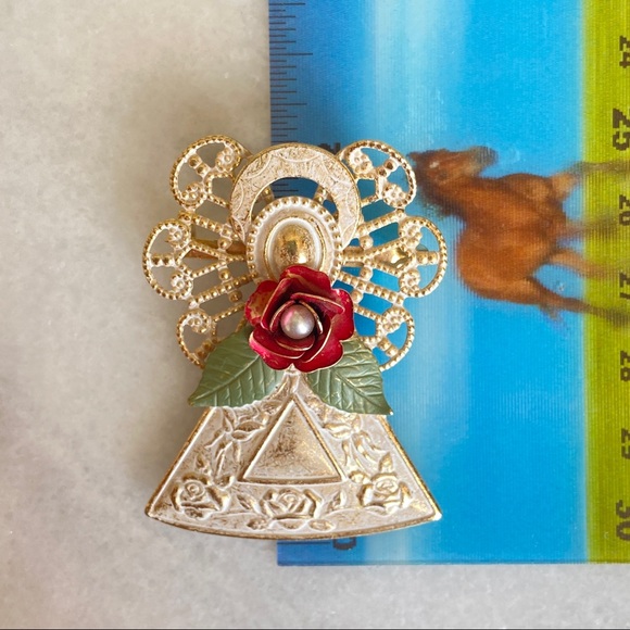 VINTAGE • Kenneth Cole Pearlcore Angel Rose Brooch Faux Pearl Grandmacore Cupid - Picture 5 of 5